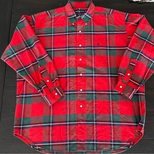 Vintage Ralph Lauren Blake Tartan Plaid Red Blue & Green Button-Down Shirt